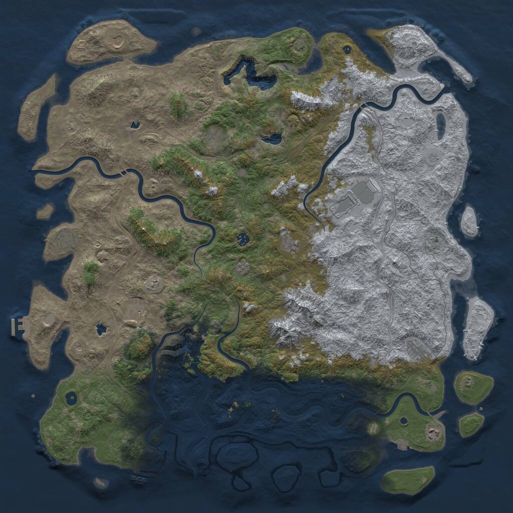 Rust Map: Procedural Map, Size: 6000, Seed: 210471, 17 Monuments
