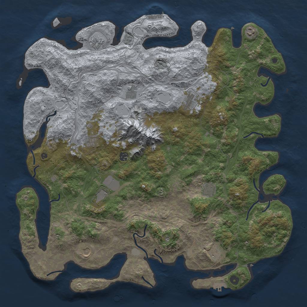 Rust Map: Procedural Map, Size: 5000, Seed: 76054, 20 Monuments