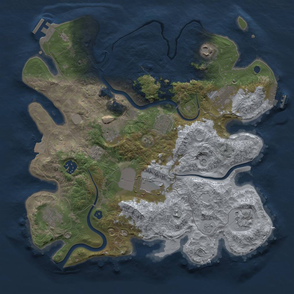 Rust Map: Procedural Map, Size: 3500, Seed: 465100482, 15 Monuments