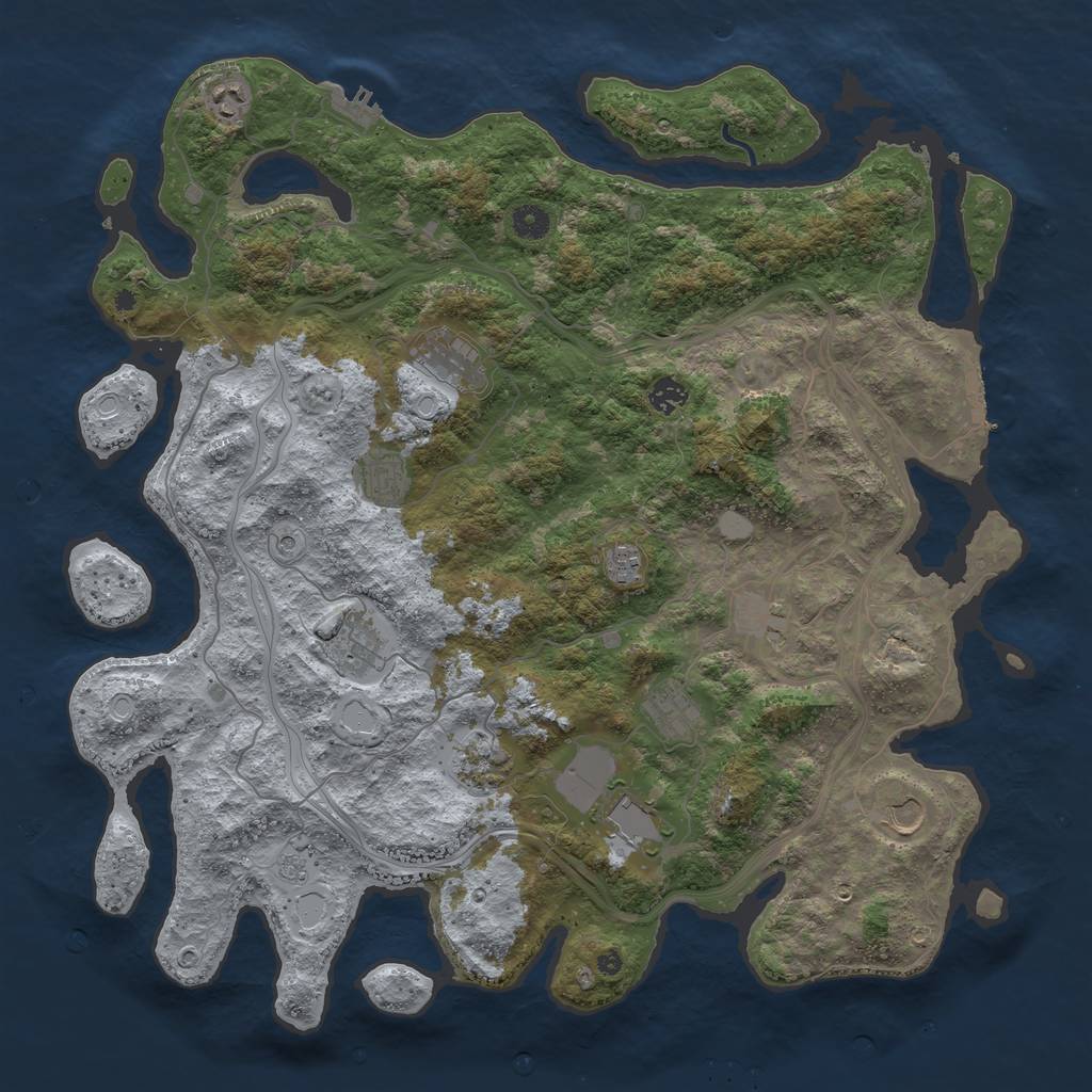 Rust Map: Procedural Map, Size: 4500, Seed: 5497261, 20 Monuments