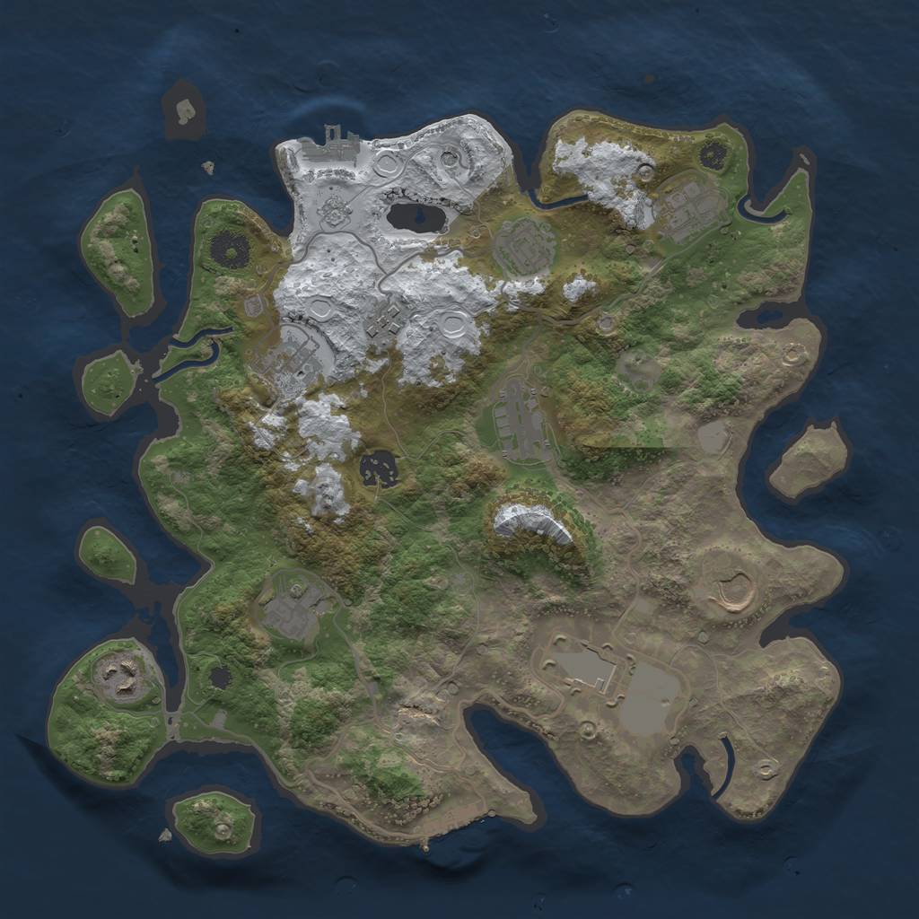 Rust Map: Procedural Map, Size: 3500, Seed: 674286326, 19 Monuments
