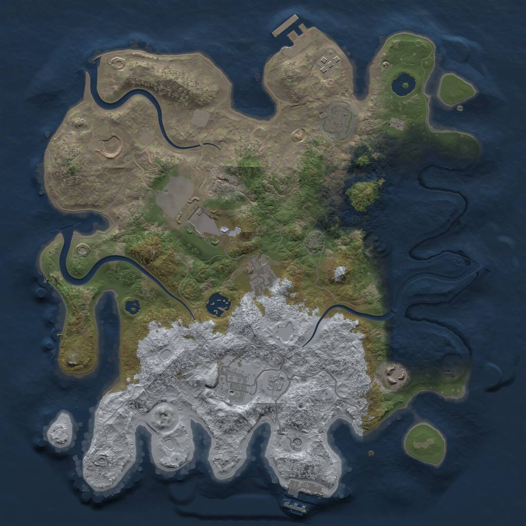 Rust Map: Procedural Map, Size: 3500, Seed: 196343711, 14 Monuments