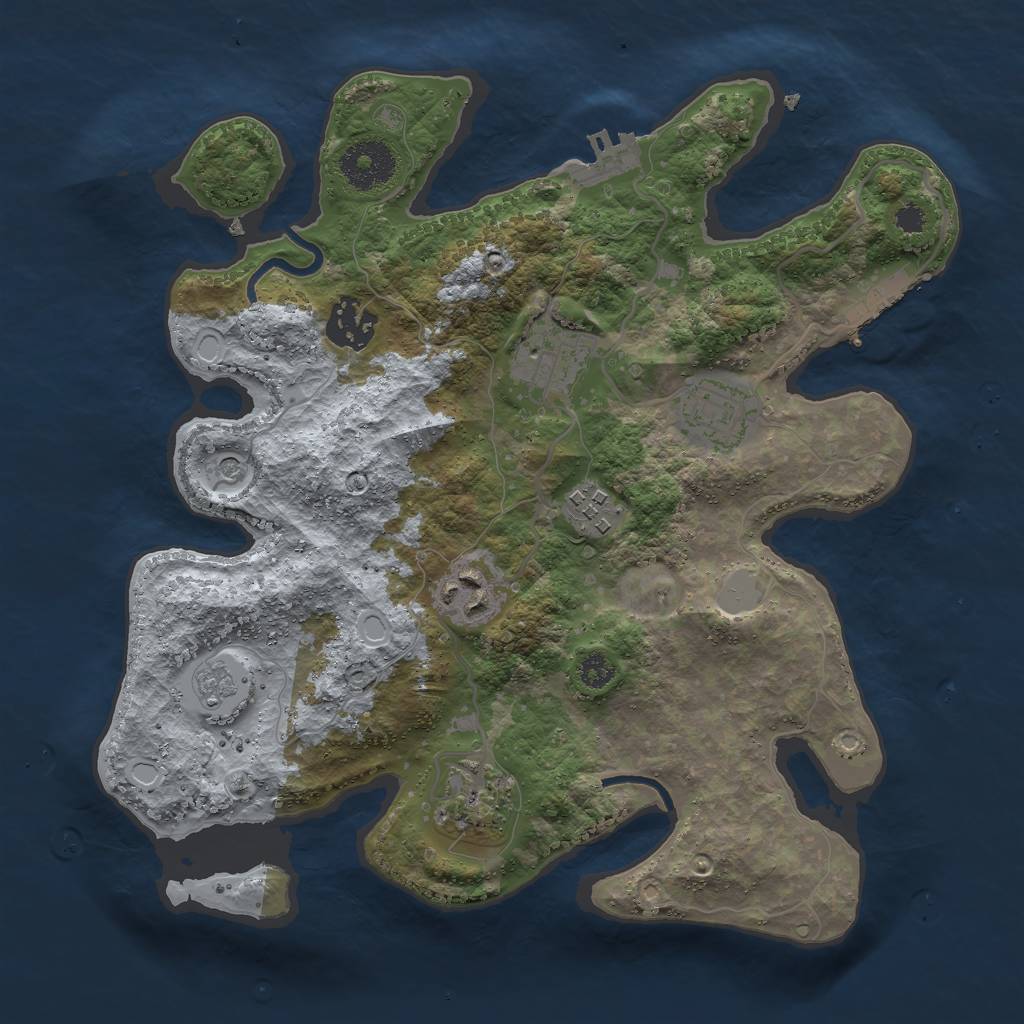Rust Map: Procedural Map, Size: 3000, Seed: 15221378, 15 Monuments