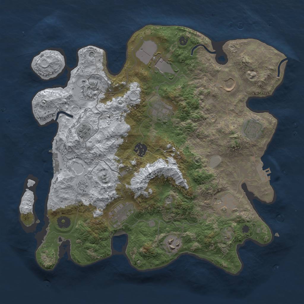 Rust Map: Procedural Map, Size: 3500, Seed: 1025466221, 19 Monuments