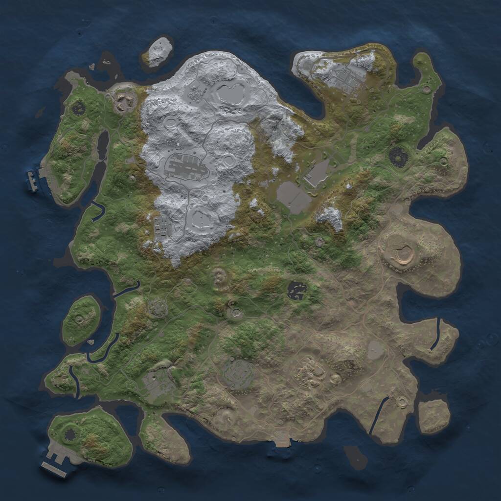 Rust Map: Procedural Map, Size: 3850, Seed: 1176039312, 16 Monuments