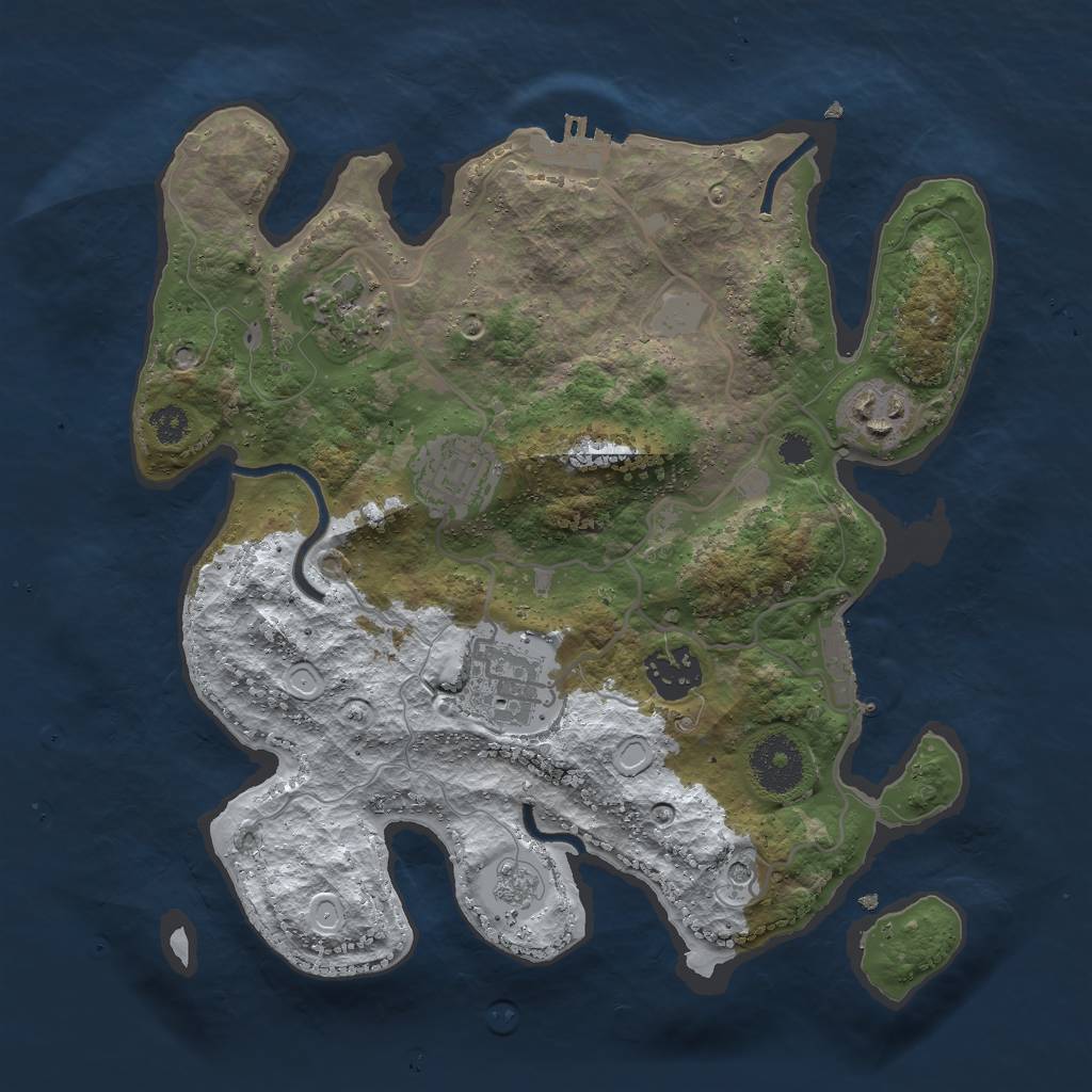 Rust Map: Procedural Map, Size: 3000, Seed: 124527305, 14 Monuments