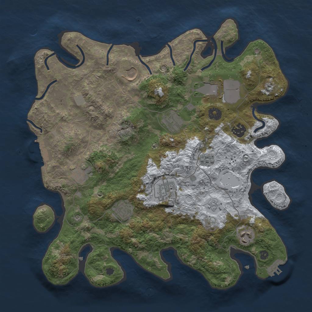 Rust Map: Procedural Map, Size: 3500, Seed: 90702609, 18 Monuments