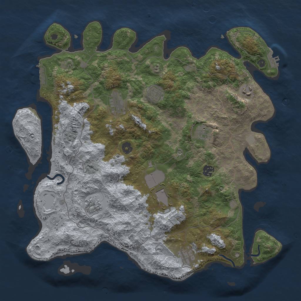 Rust Map: Procedural Map, Size: 4000, Seed: 44552152, 18 Monuments