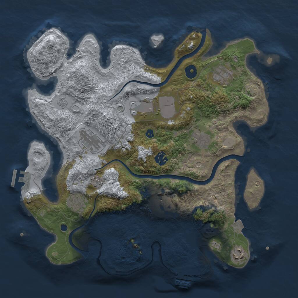 Rust Map: Procedural Map, Size: 3500, Seed: 983785, 15 Monuments