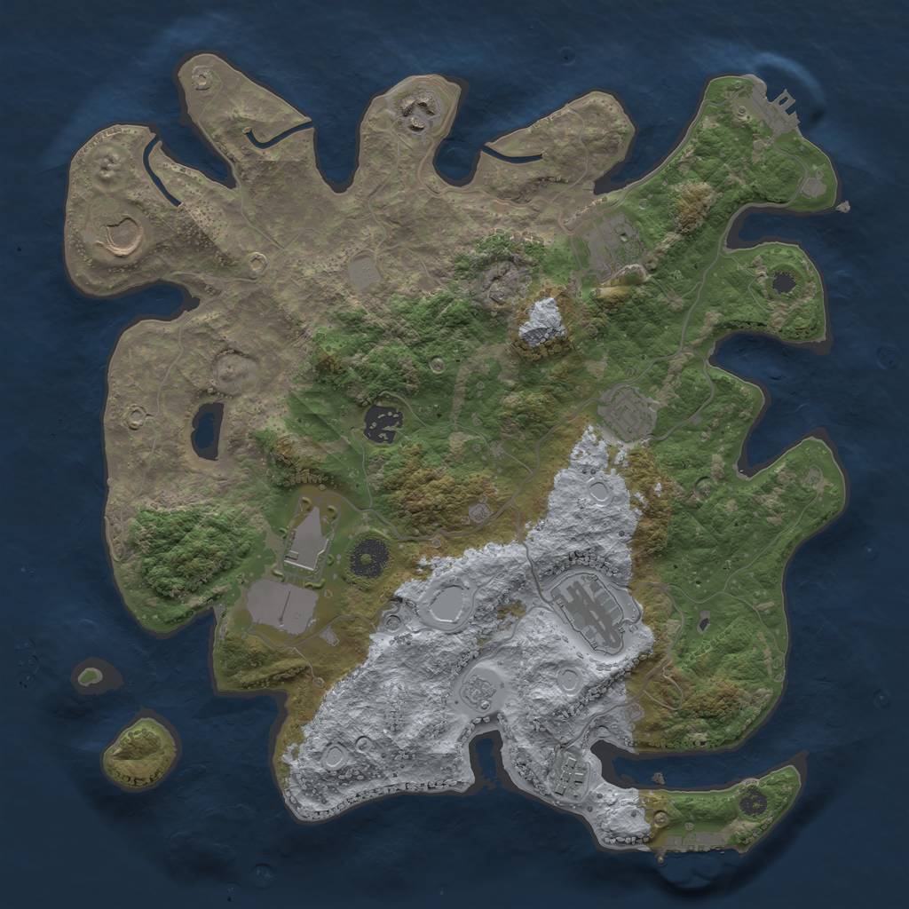 Rust Map: Procedural Map, Size: 3500, Seed: 1144325404, 17 Monuments
