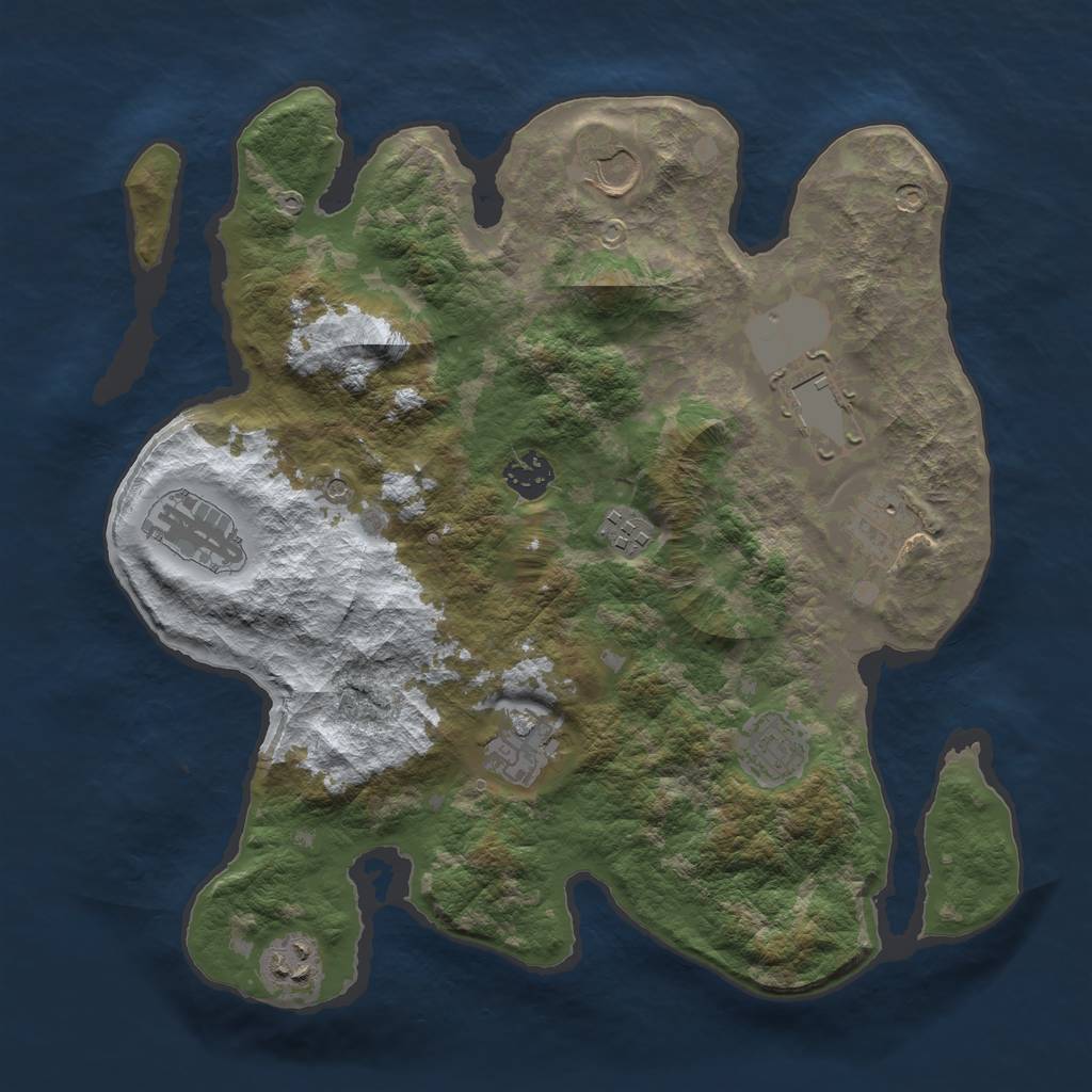 Rust Map: Barren, Size: 3500, Seed: 2134896293, 12 Monuments