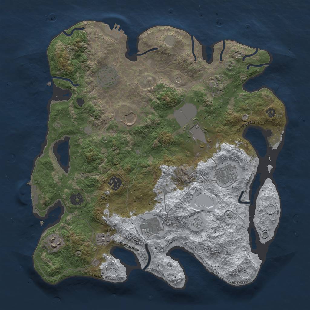Rust Map: Procedural Map, Size: 3500, Seed: 122819093, 18 Monuments