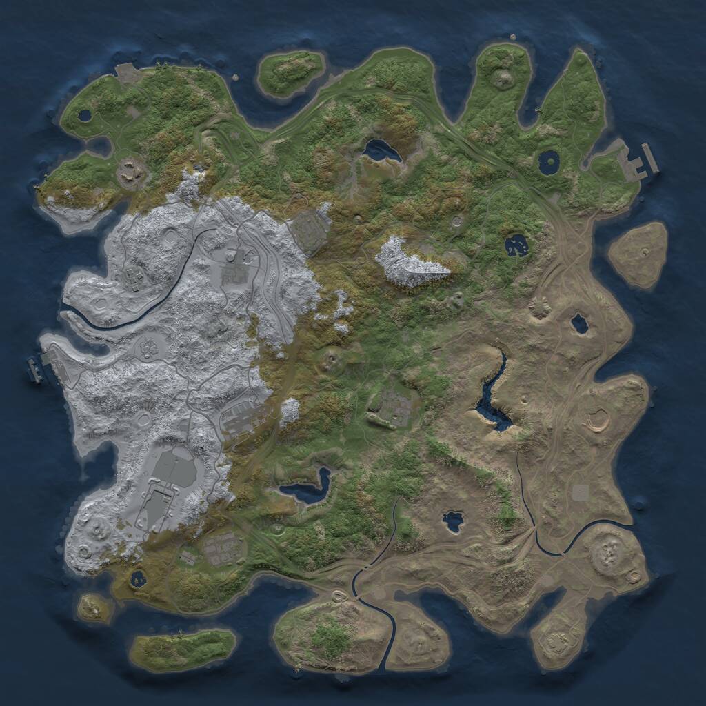 Rust Map: Procedural Map, Size: 4500, Seed: 193240686, 16 Monuments