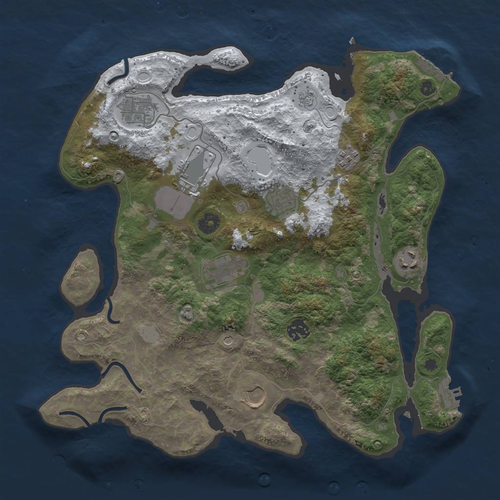 Rust Map: Procedural Map, Size: 3500, Seed: 1377718848, 17 Monuments