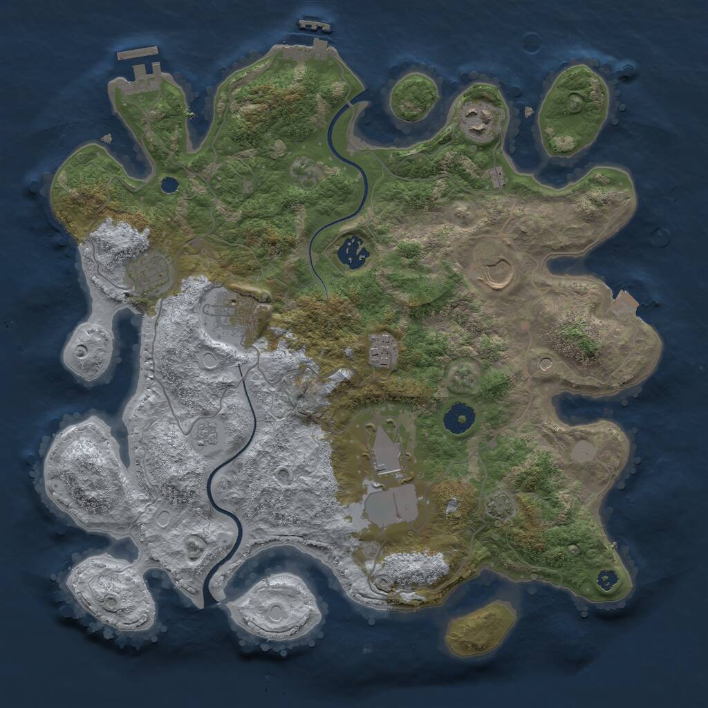 Rust Map: Procedural Map, Size: 3500, Seed: 134916254, 13 Monuments