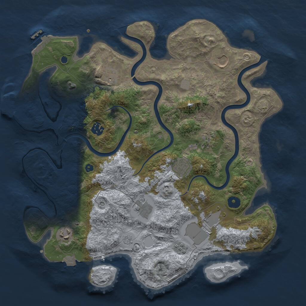 Rust Map: Procedural Map, Size: 3700, Seed: 1611073, 15 Monuments