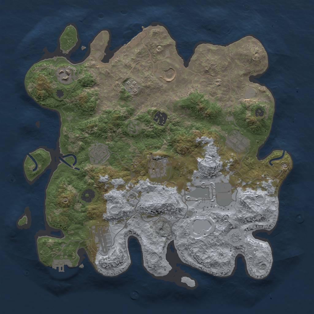 Rust Map: Procedural Map, Size: 3500, Seed: 871919034, 18 Monuments