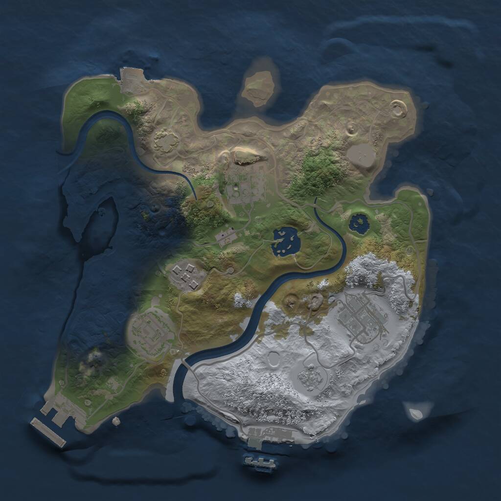 Rust Map: Procedural Map, Size: 2500, Seed: 2204, 10 Monuments