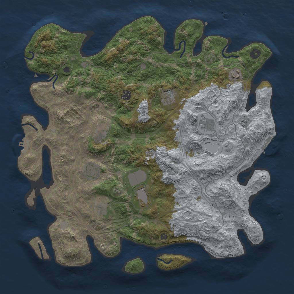 Rust Map: Procedural Map, Size: 4250, Seed: 295791558, 18 Monuments
