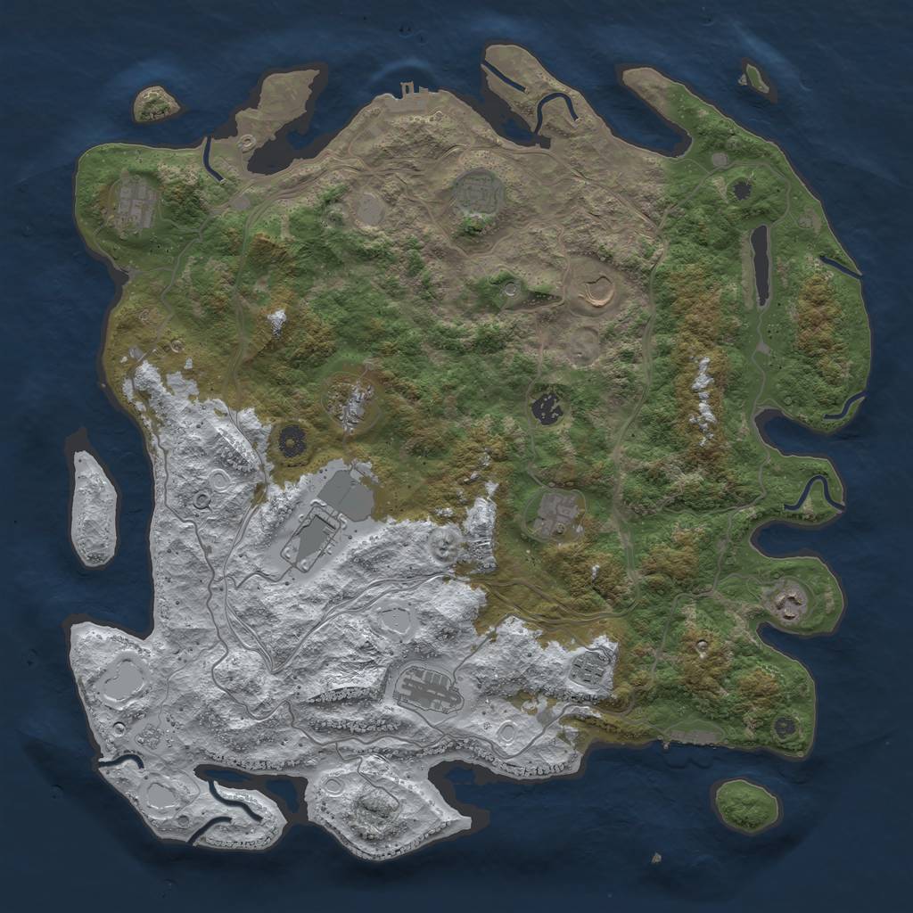 Rust Map: Procedural Map, Size: 4500, Seed: 972569020, 19 Monuments