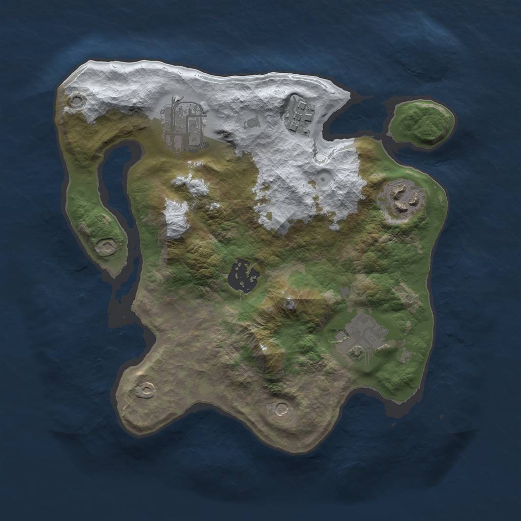 Rust Map: Barren, Size: 2500, Seed: 3325476, 8 Monuments