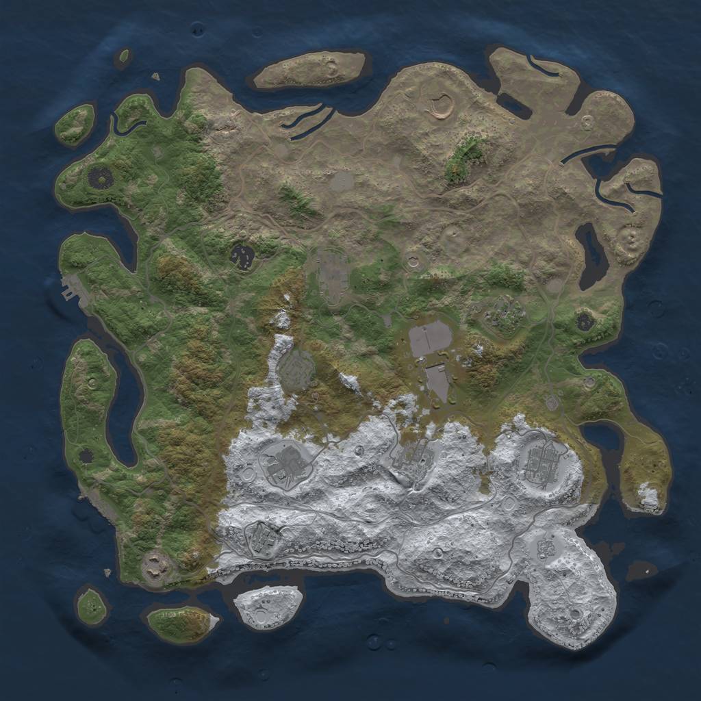 Rust Map: Procedural Map, Size: 4250, Seed: 644386870, 20 Monuments