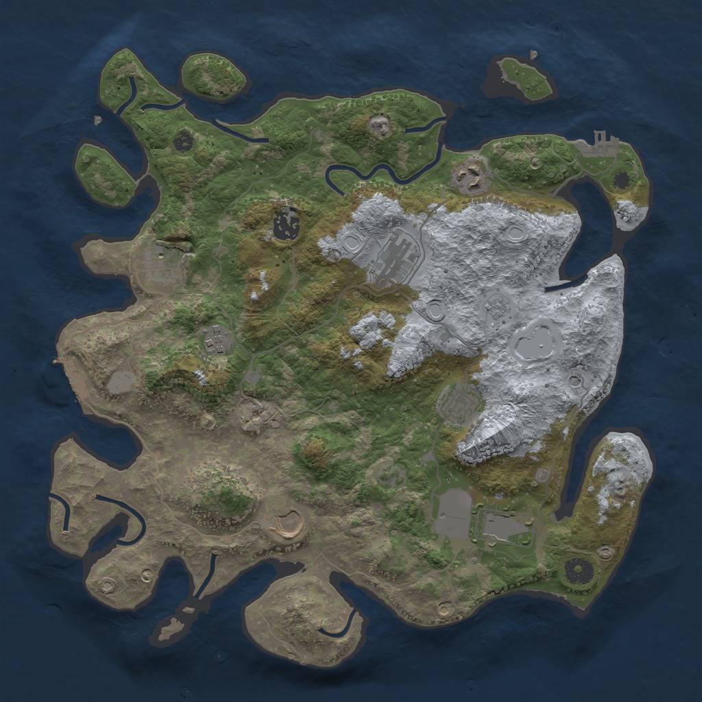 Rust Map: Procedural Map, Size: 3750, Seed: 851451688, 17 Monuments