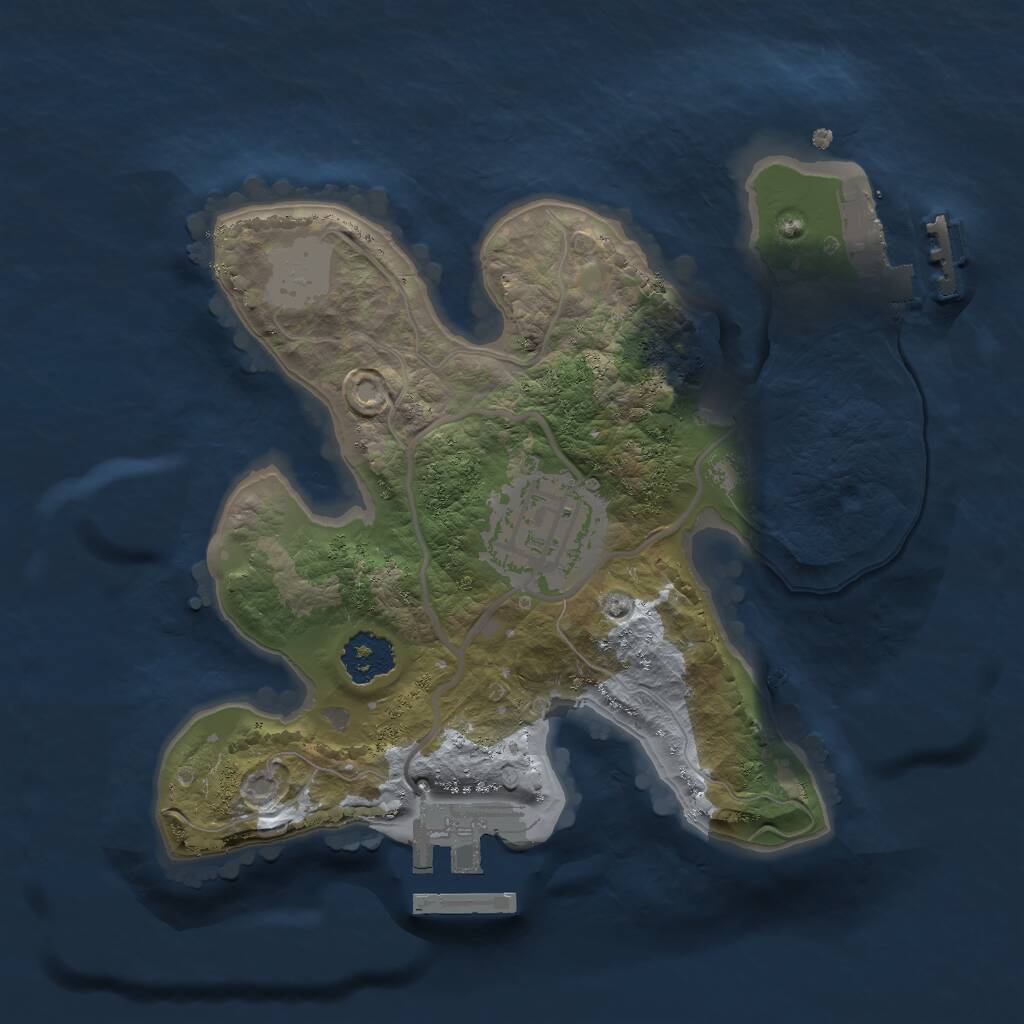 Rust Map: Procedural Map, Size: 2000, Seed: 4525, 4 Monuments