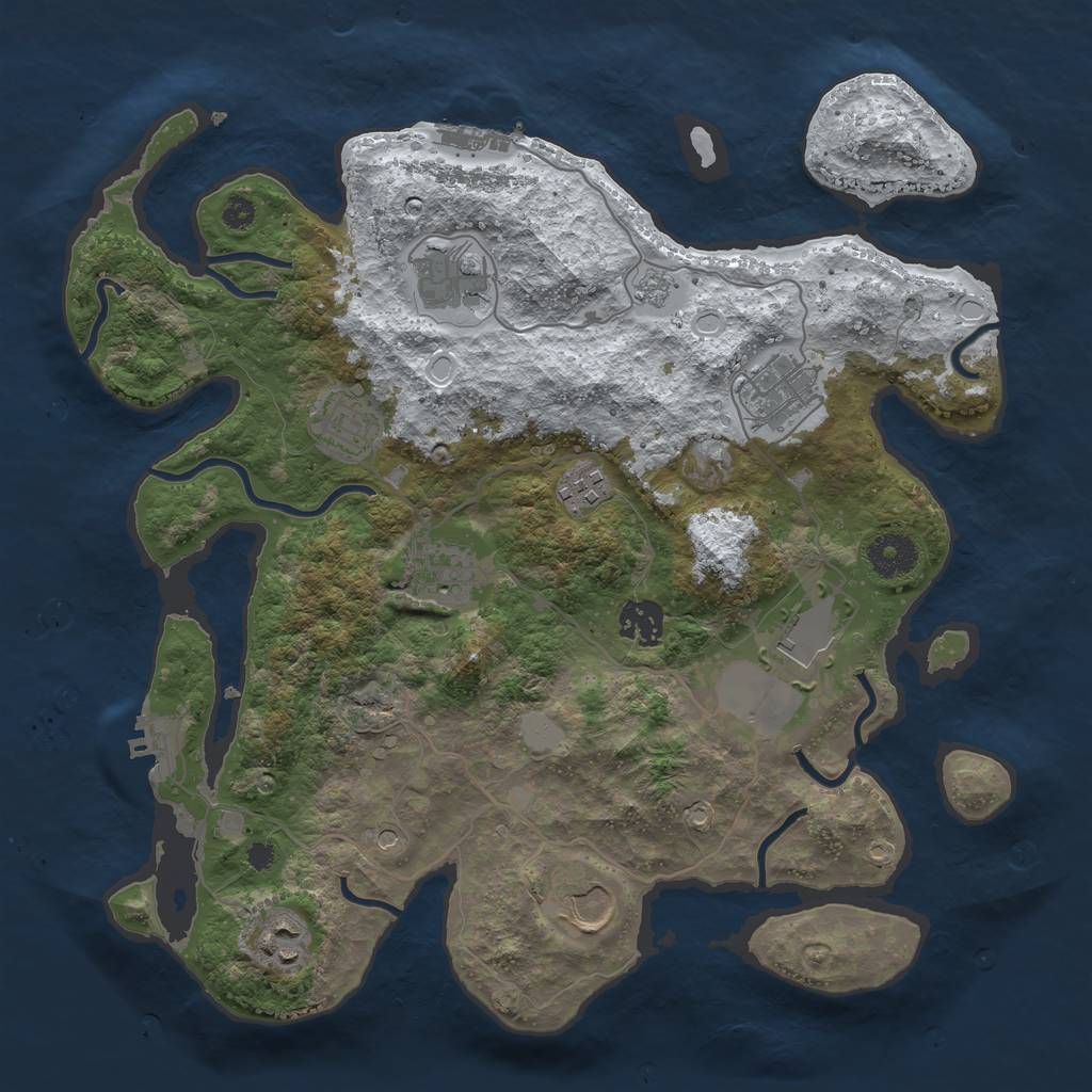 Rust Map: Procedural Map, Size: 3500, Seed: 220885119, 18 Monuments