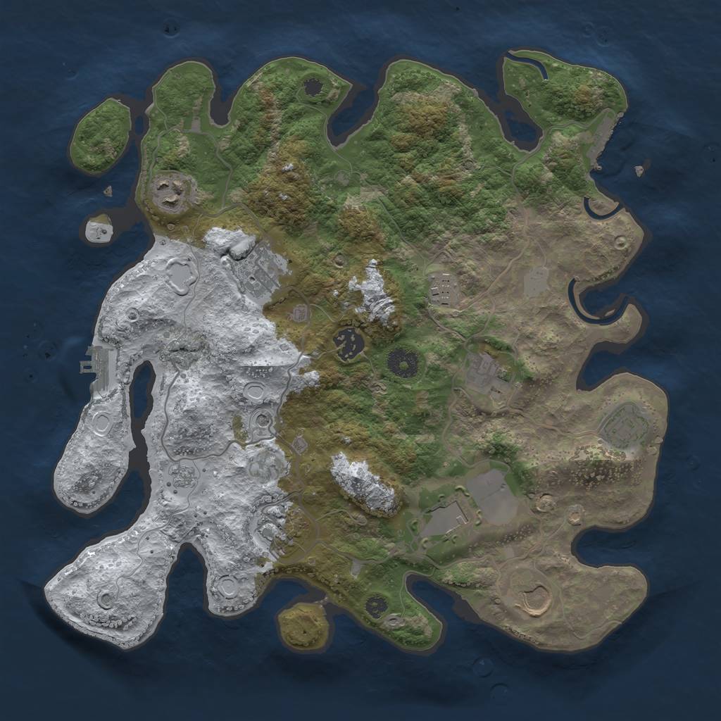 Rust Map: Procedural Map, Size: 3500, Seed: 273859181, 18 Monuments