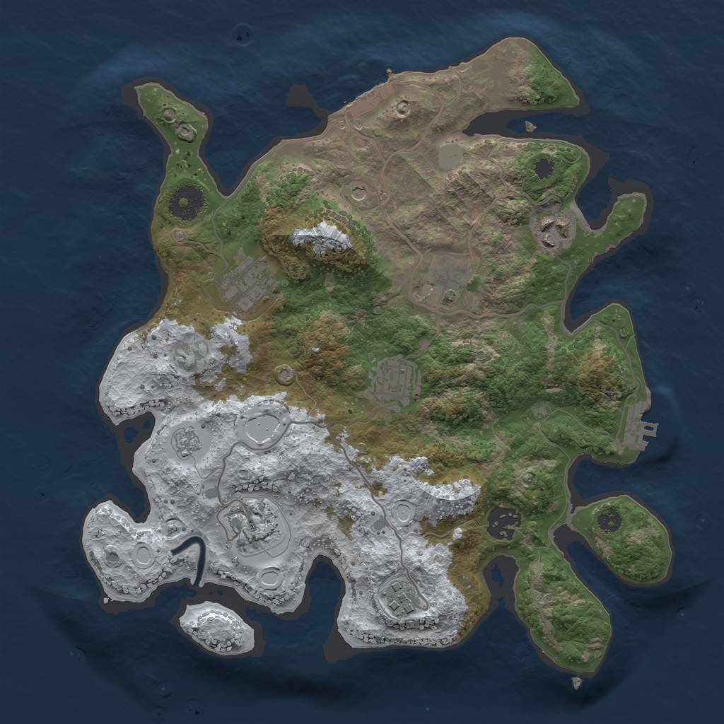 Rust Map: Procedural Map, Size: 3202, Seed: 8888, 16 Monuments