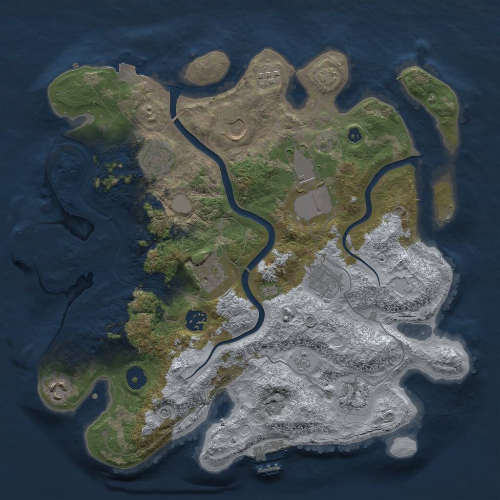 Rust Map: Procedural Map, Size: 3500, Seed: 228330, 15 Monuments