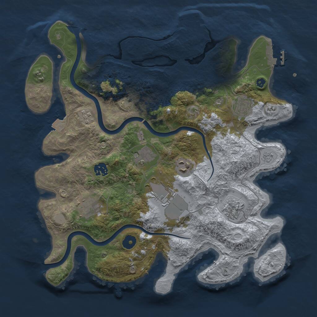 Rust Map: Procedural Map, Size: 3500, Seed: 534543543, 14 Monuments
