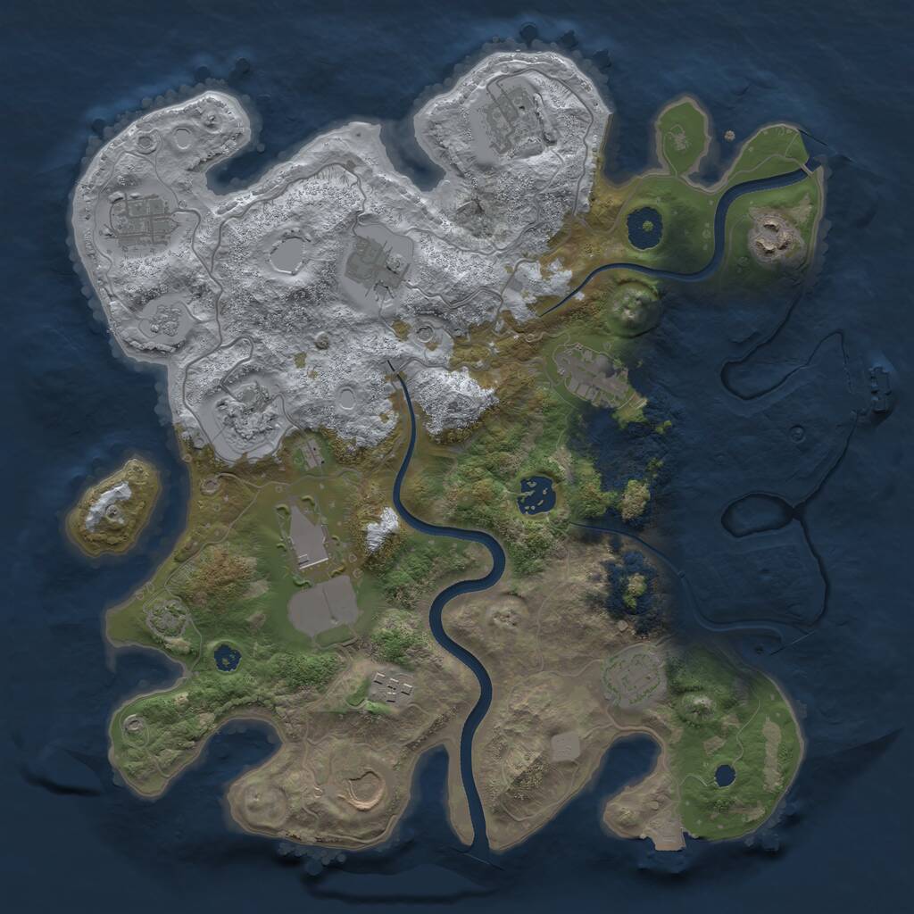 Rust Map: Procedural Map, Size: 3500, Seed: 990396976, 16 Monuments