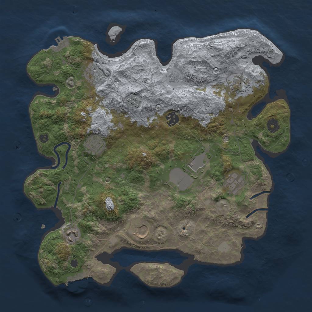 Rust Map: Procedural Map, Size: 3500, Seed: 5694325, 17 Monuments