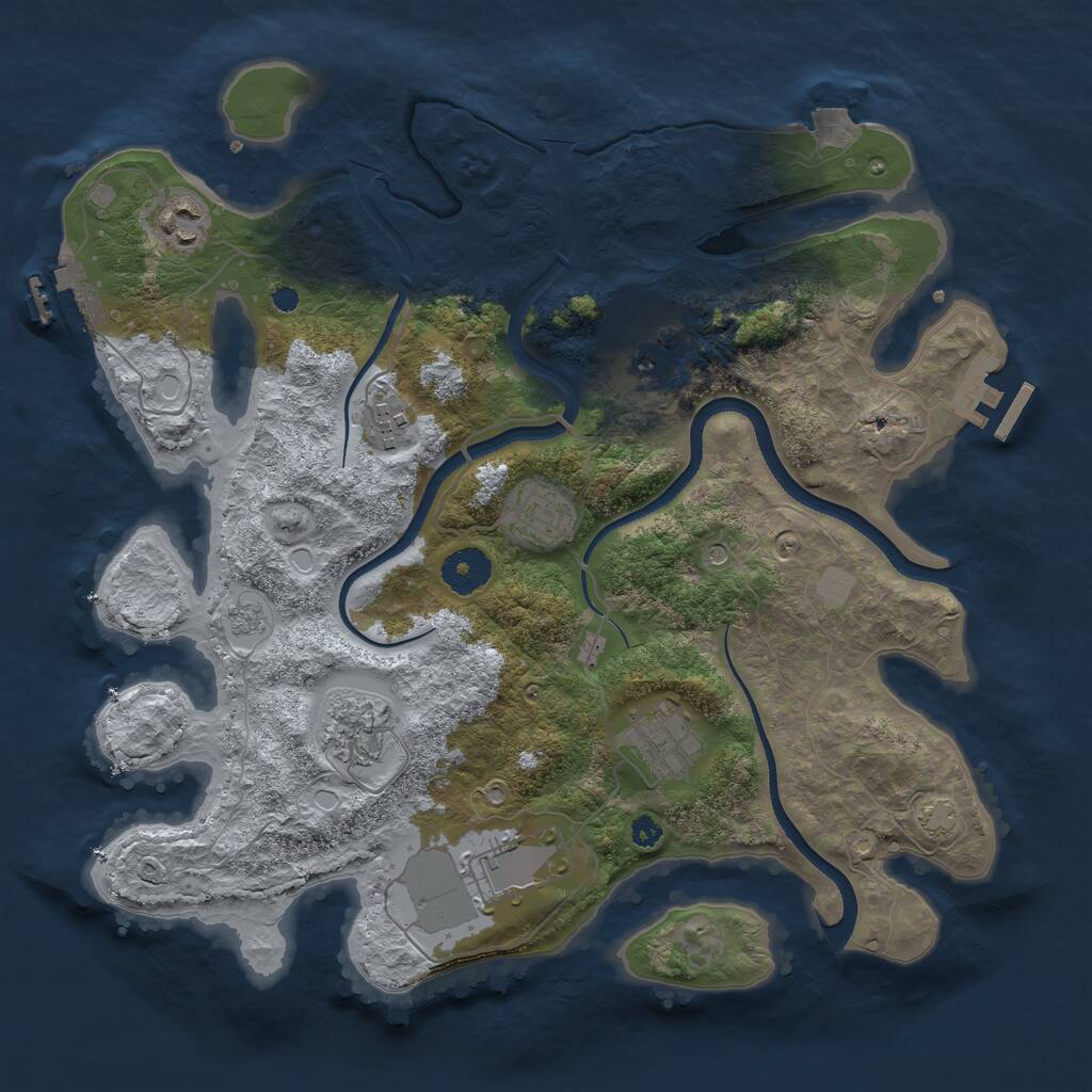 Rust Map: Procedural Map, Size: 3500, Seed: 826799922, 13 Monuments