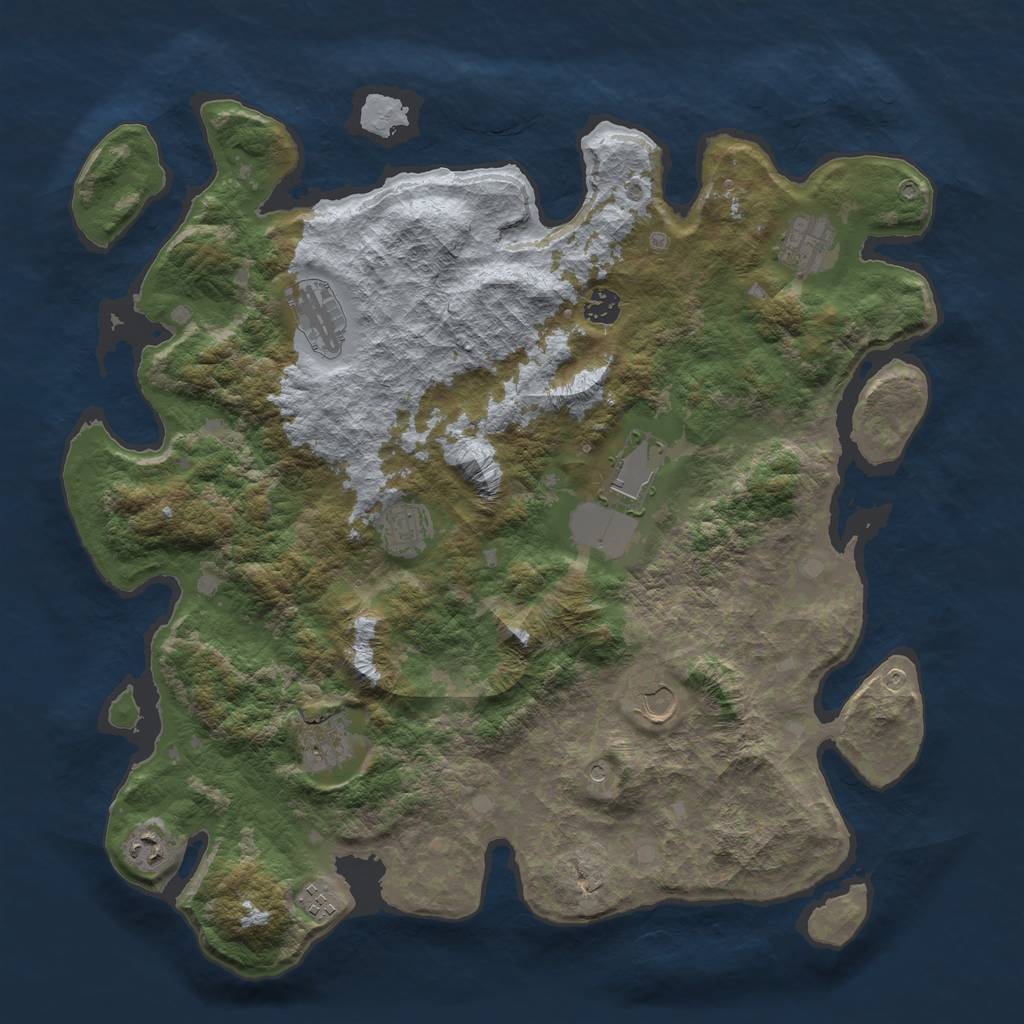 Rust Map: Barren, Size: 4250, Seed: 5392605, 12 Monuments