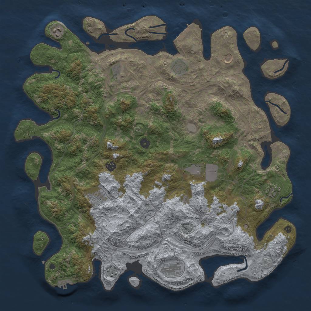 Rust Map: Procedural Map, Size: 4600, Seed: 1857, 19 Monuments