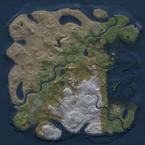 Thumbnail Rust Map: Procedural Map, Size: 4377, Seed: 100009, 16 Monuments