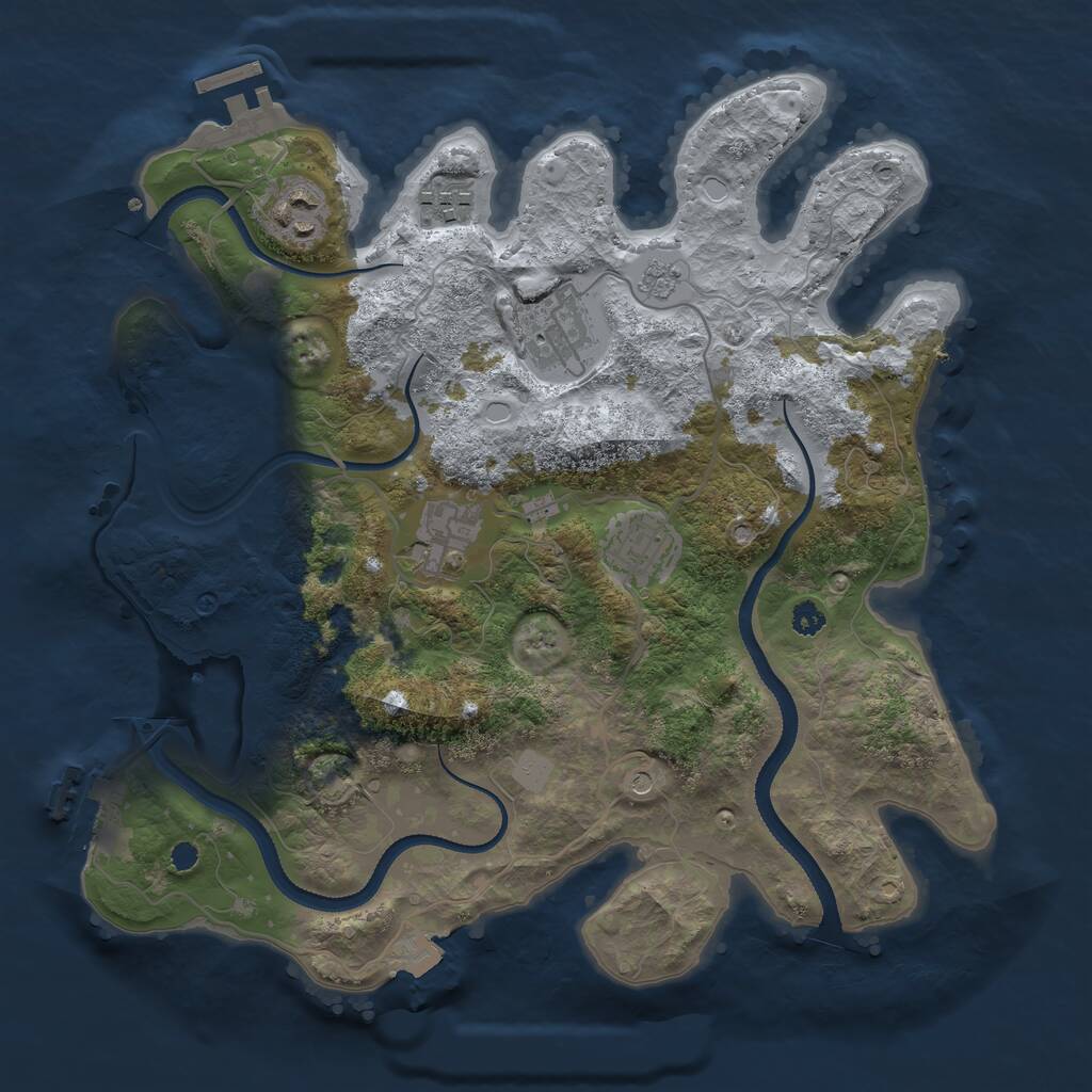 Rust Map: Procedural Map, Size: 3250, Seed: 6465, 11 Monuments