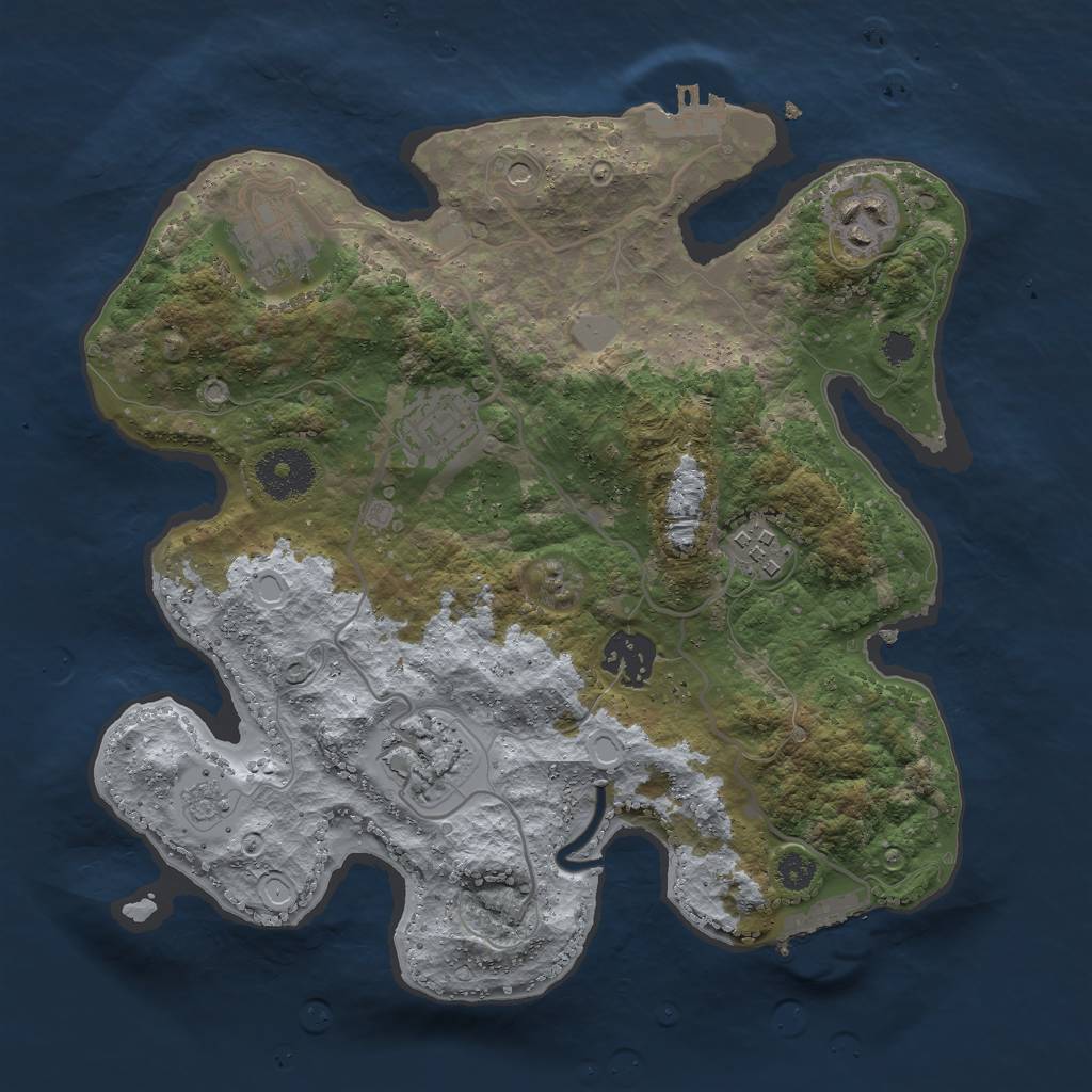 Rust Map: Procedural Map, Size: 3000, Seed: 78053, 15 Monuments