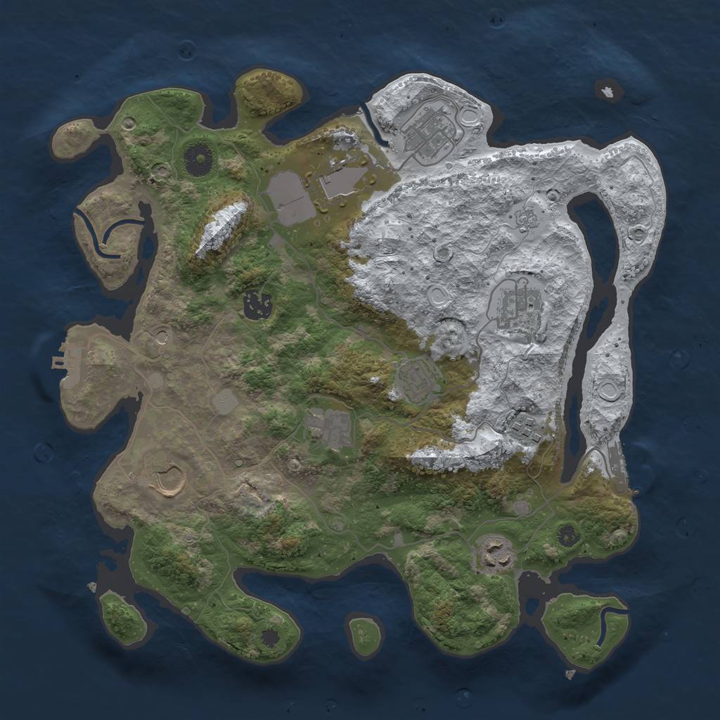 Rust Map: Procedural Map, Size: 3500, Seed: 845714547, 18 Monuments