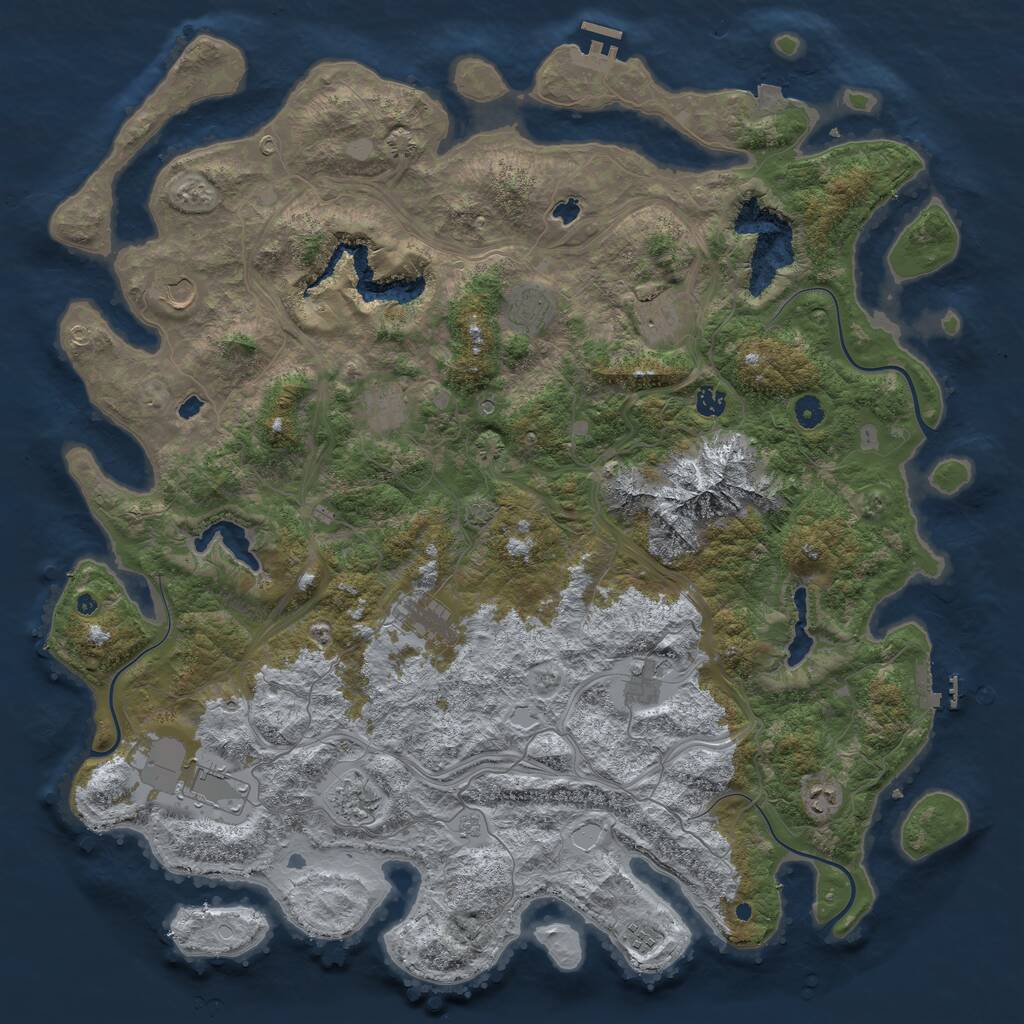 Rust Map: Procedural Map, Size: 5000, Seed: 132729, 17 Monuments