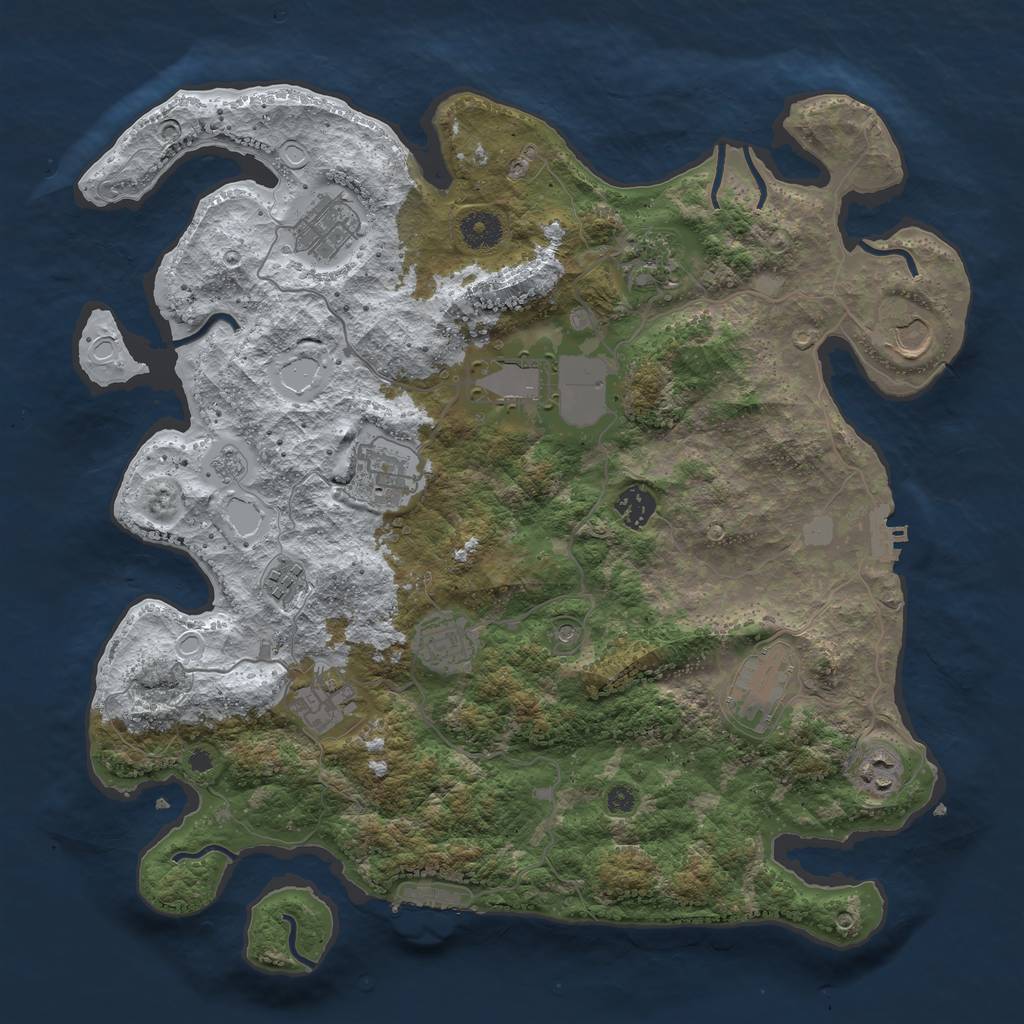 Rust Map: Procedural Map, Size: 3850, Seed: 326973087, 20 Monuments