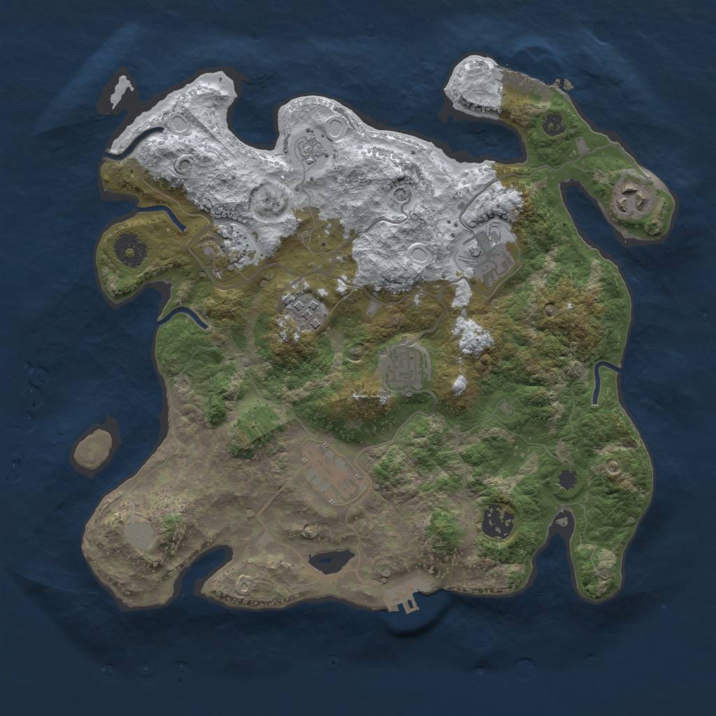Rust Map: Procedural Map, Size: 3250, Seed: 3132, 16 Monuments