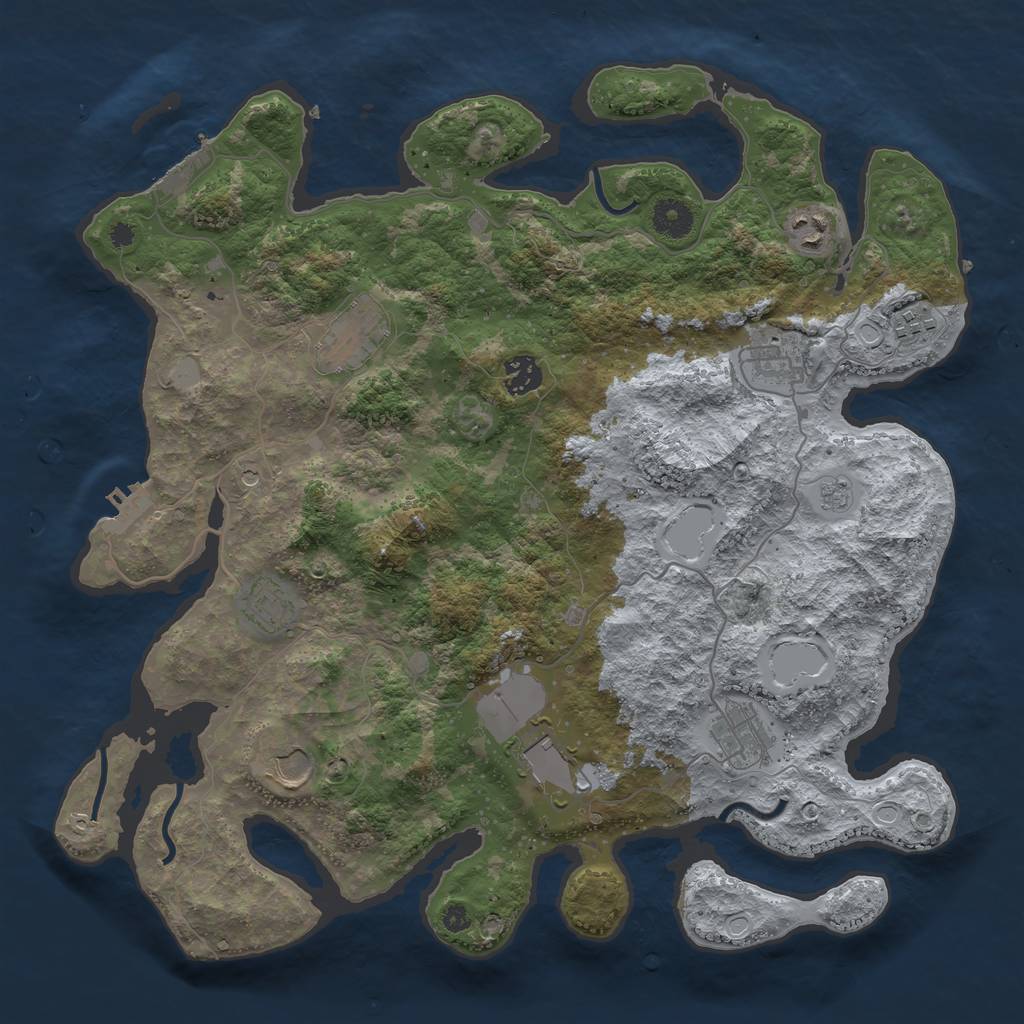 Rust Map: Procedural Map, Size: 3850, Seed: 932468872, 18 Monuments