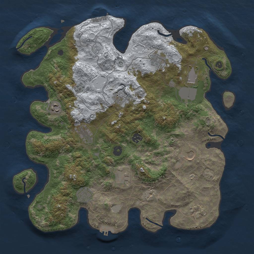 Rust Map: Procedural Map, Size: 3850, Seed: 983309168, 20 Monuments