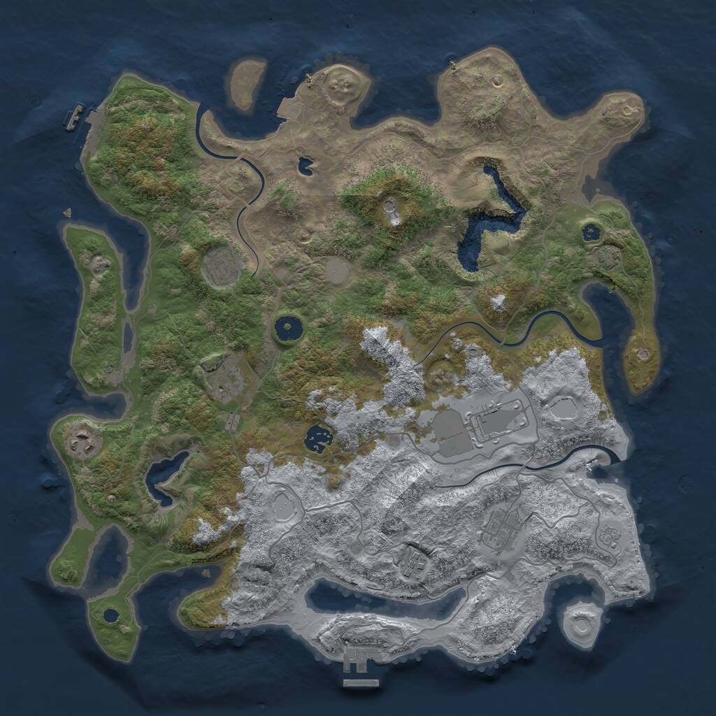 Rust Map: Procedural Map, Size: 4050, Seed: 674808841, 13 Monuments