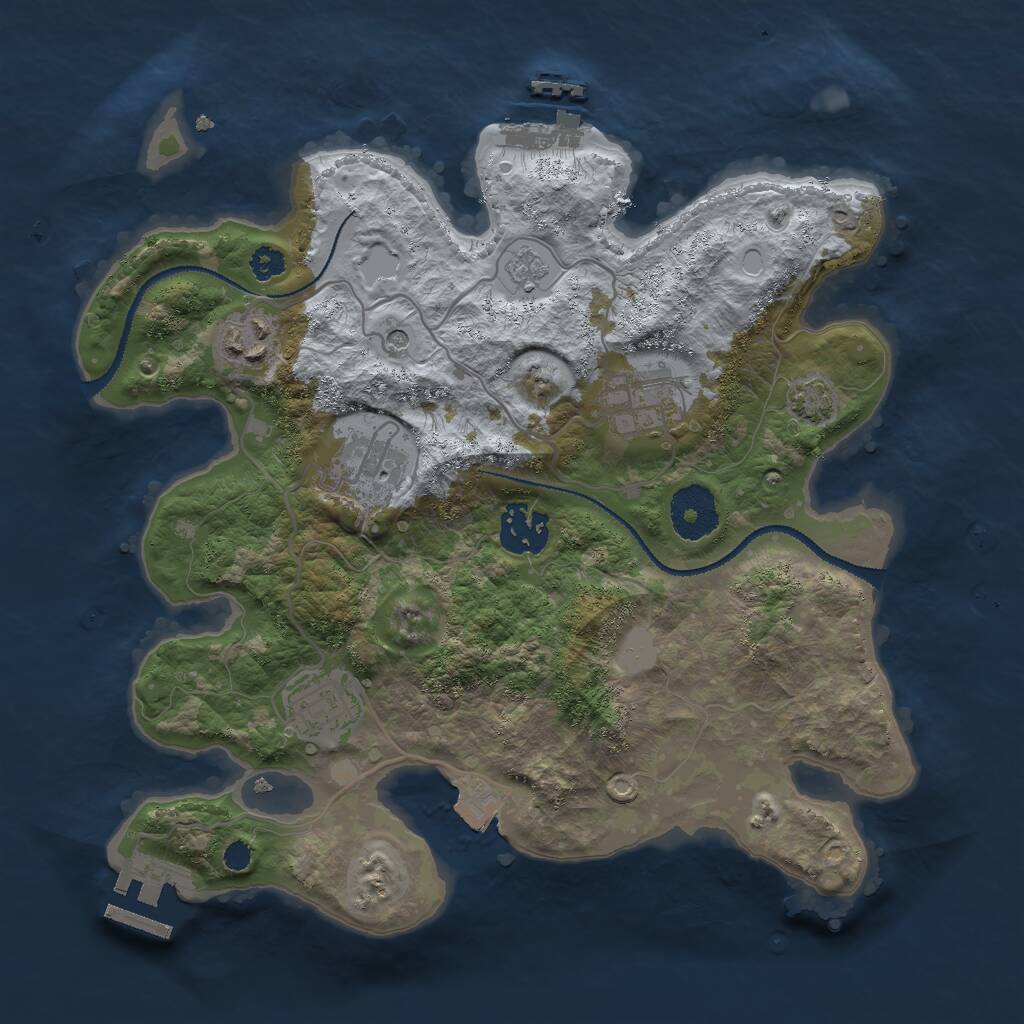 Rust Map: Procedural Map, Size: 3000, Seed: 1858487345, 11 Monuments