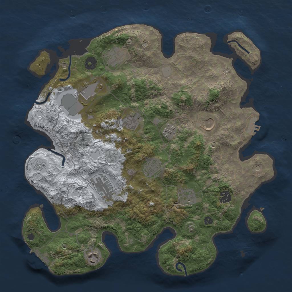 Rust Map: Procedural Map, Size: 3500, Seed: 201849577, 19 Monuments